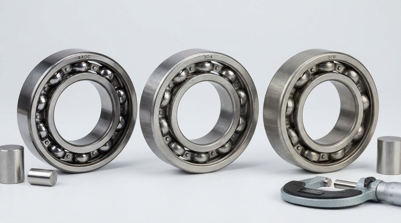 What is 440C vs 304 vs 316 stainless steel bearings 440C stainless steel bearings 304 stainless steel bearings 316 stainless steel bearings stainless bearing grade comparison marine grade bearings food grade stainless bearings corrosion resistant bearing materials best stainless steel for bearings stainless bearing hardness bearing material for corrosive environments 440C vs 316 bearings?