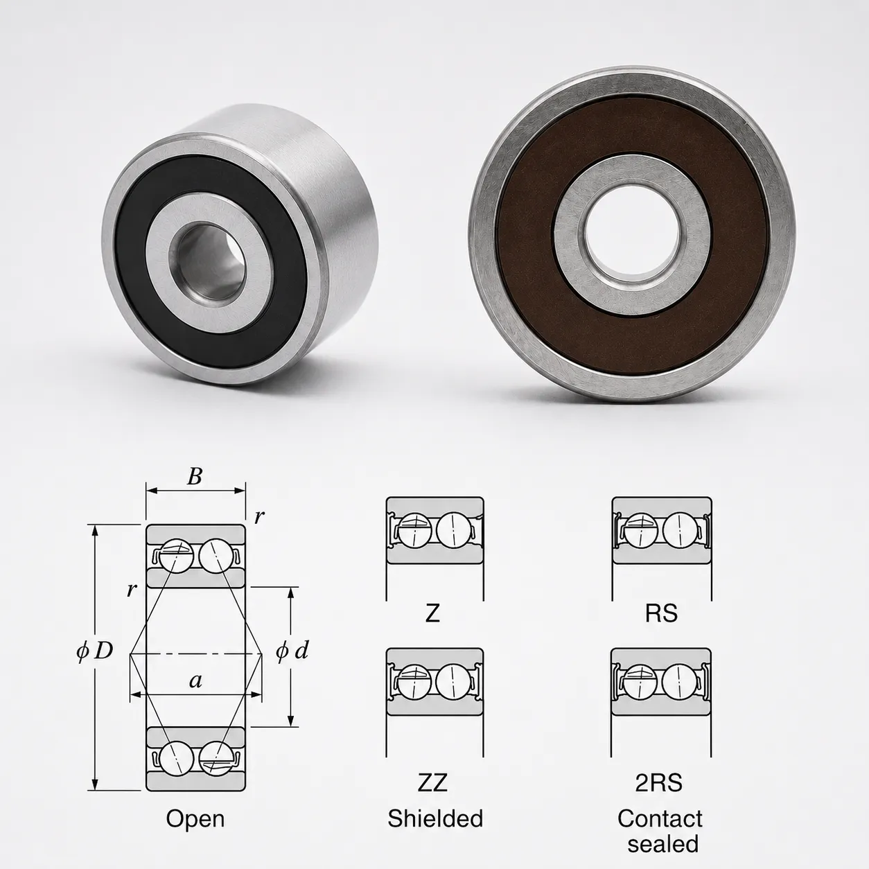 2RS sealed double row angular contact ball bearings for dusty environments