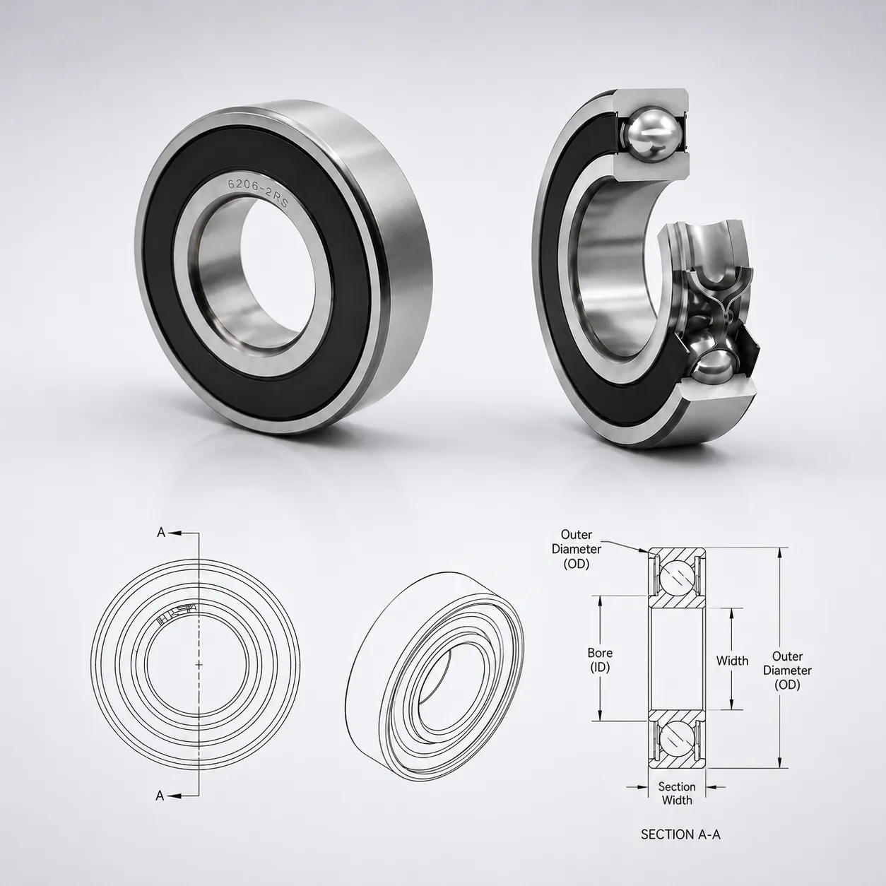 2RS Sealed Deep Groove Ball Bearings