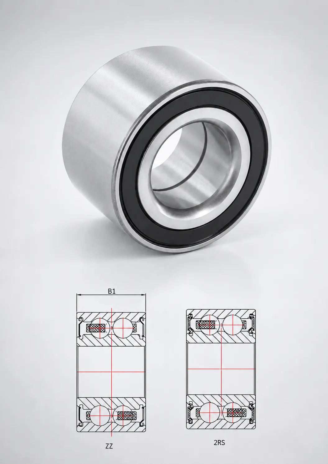 2RS sealed double row deep groove ball bearing