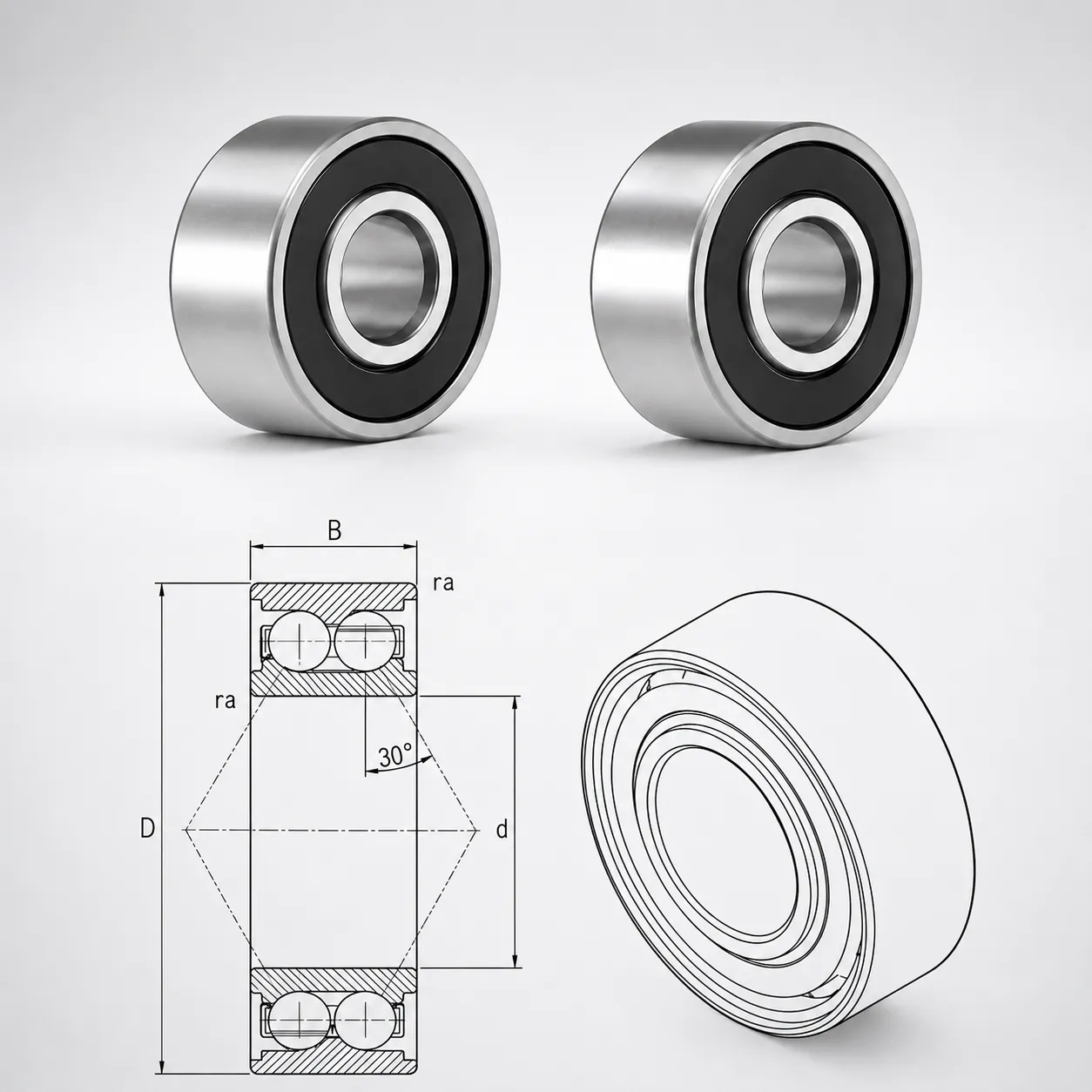 5300 series double row angular contact ball bearings for pumps and gearboxes