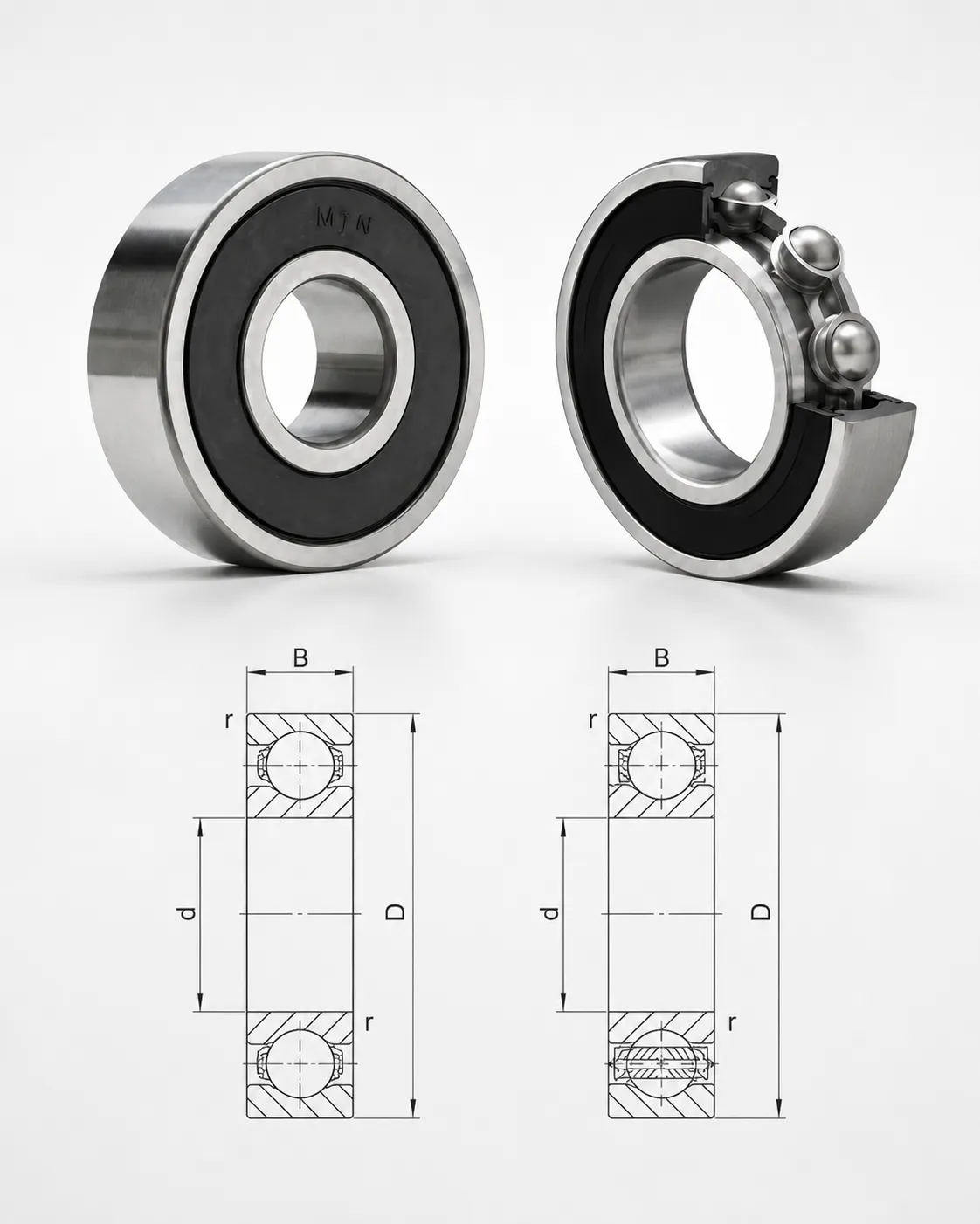 Large size 6300 2RS bearing