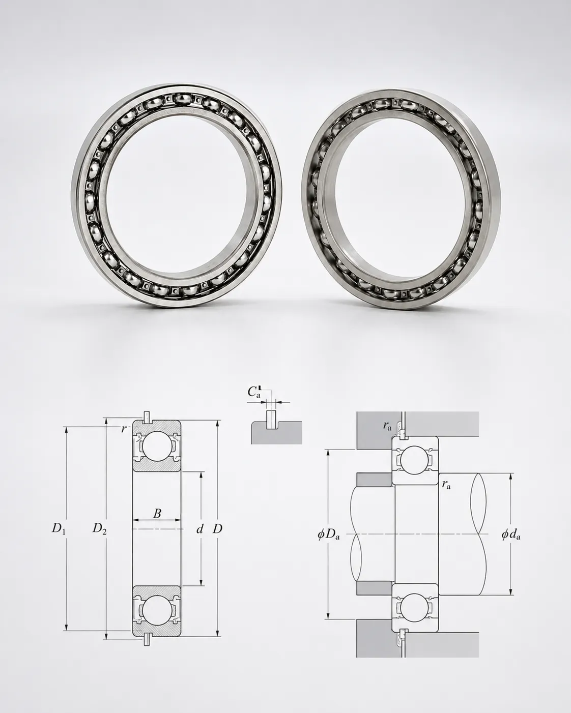 thin section open deep groove ball bearings