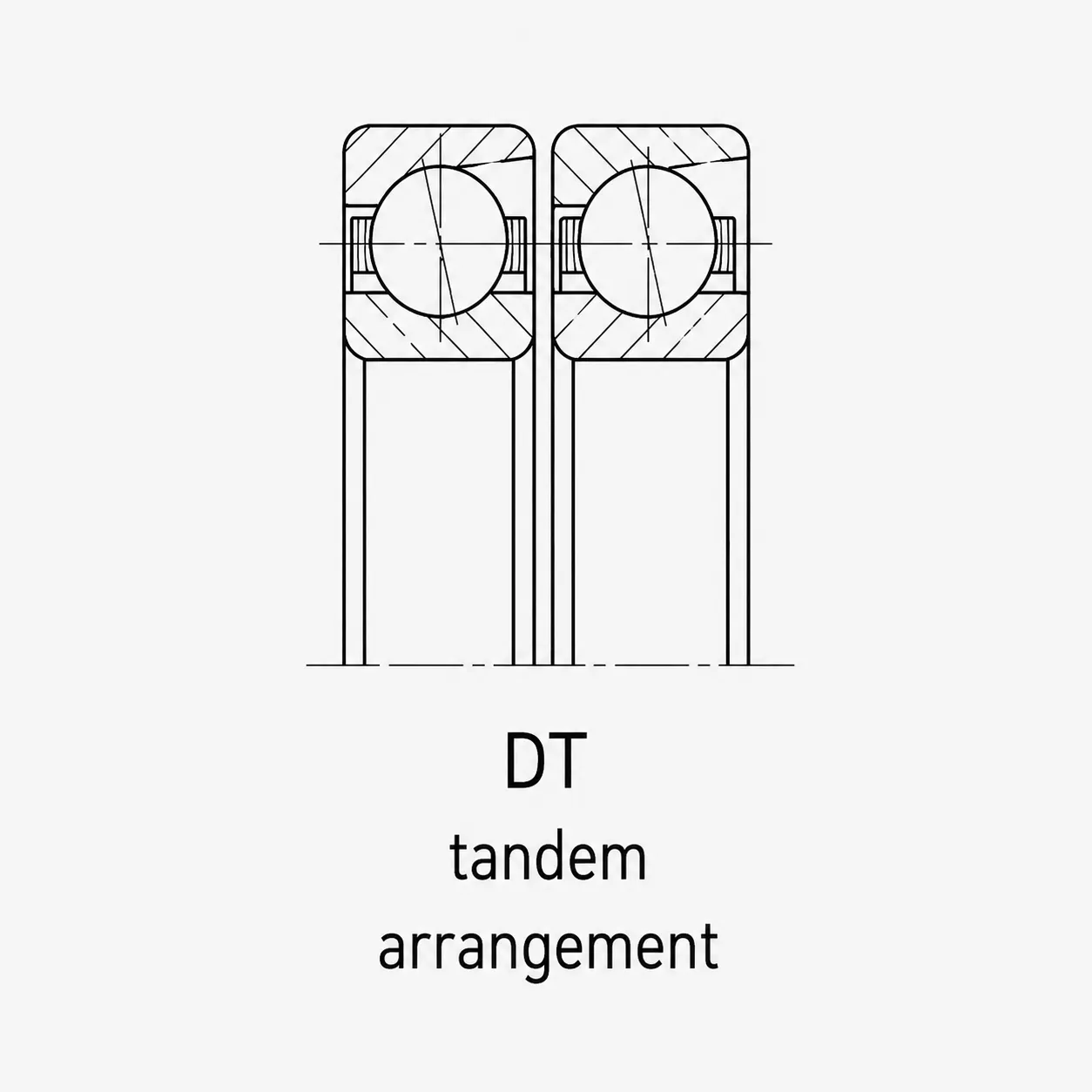 DT Tandem Angular Contact Bearing Load Direction Diagram