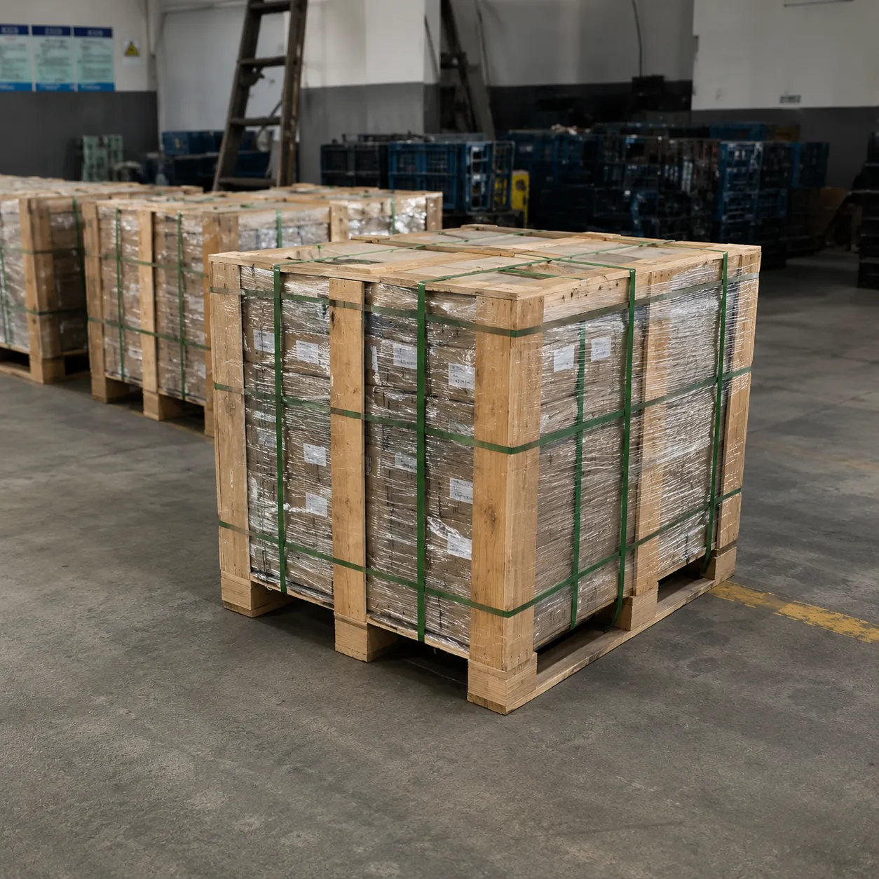 Sealed bearing export packaging cartons and pallets