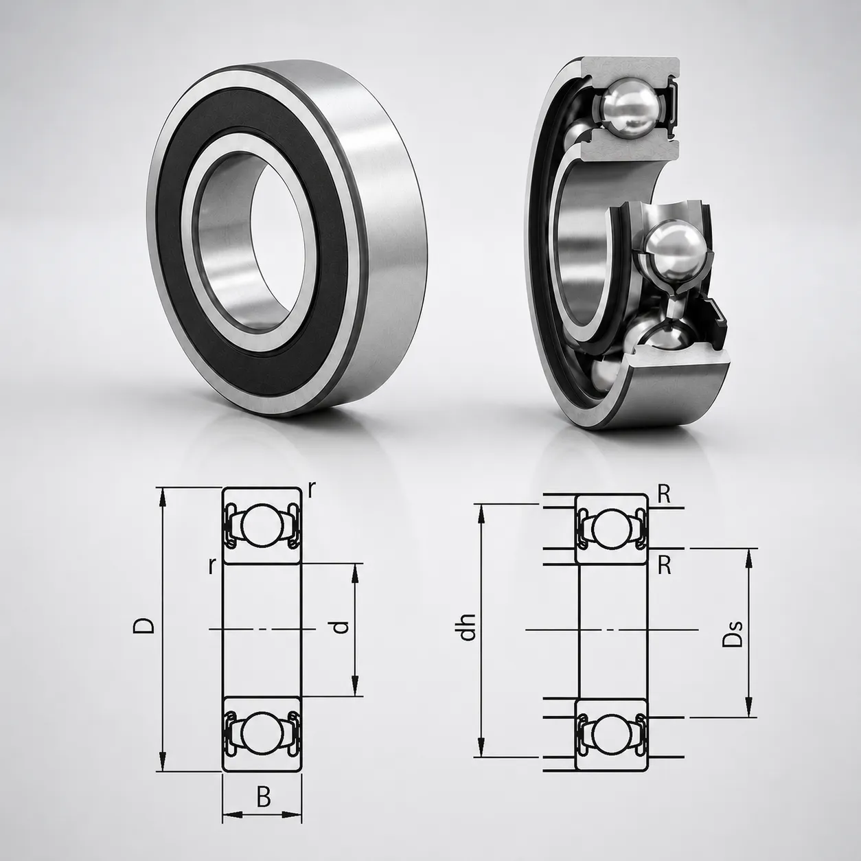 Low-Friction Sealed Deep Groove Ball Bearings
