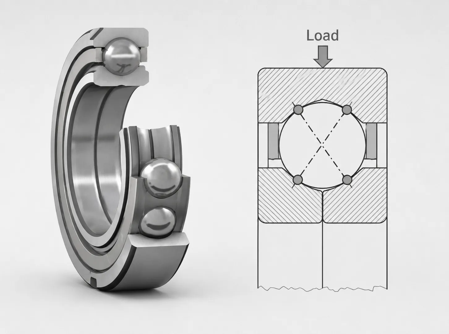 matched split inner ring four point contact bearing