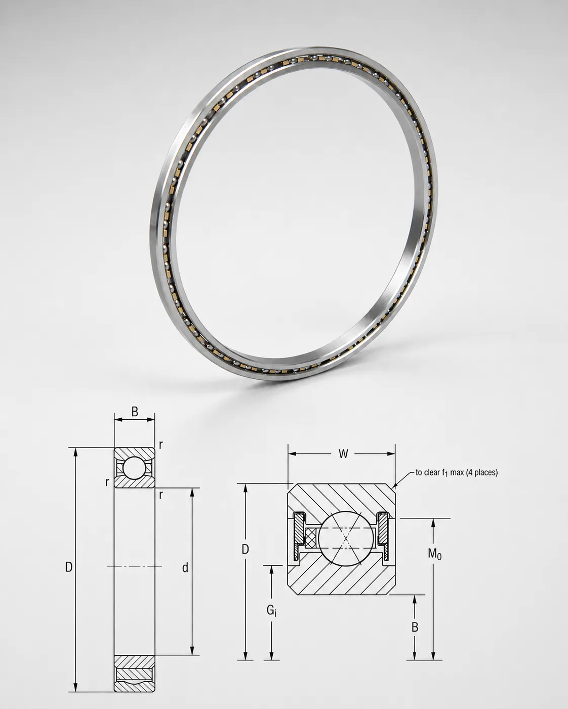 thin section four point contact ball bearings for robotics