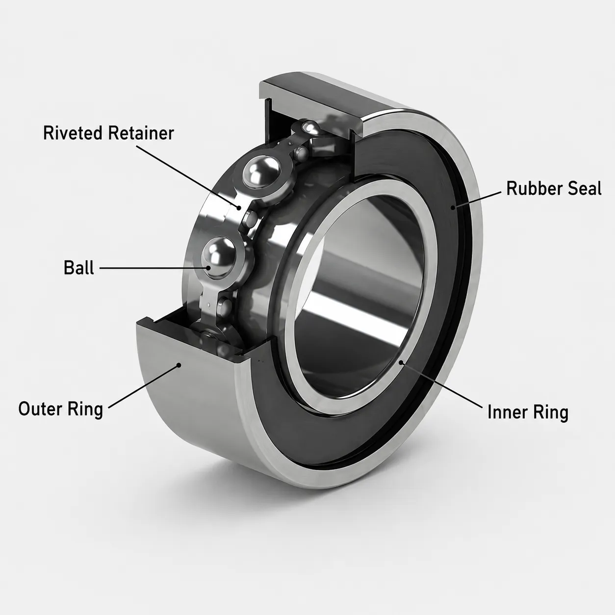 Sealed deep groove ball bearing structure diagram