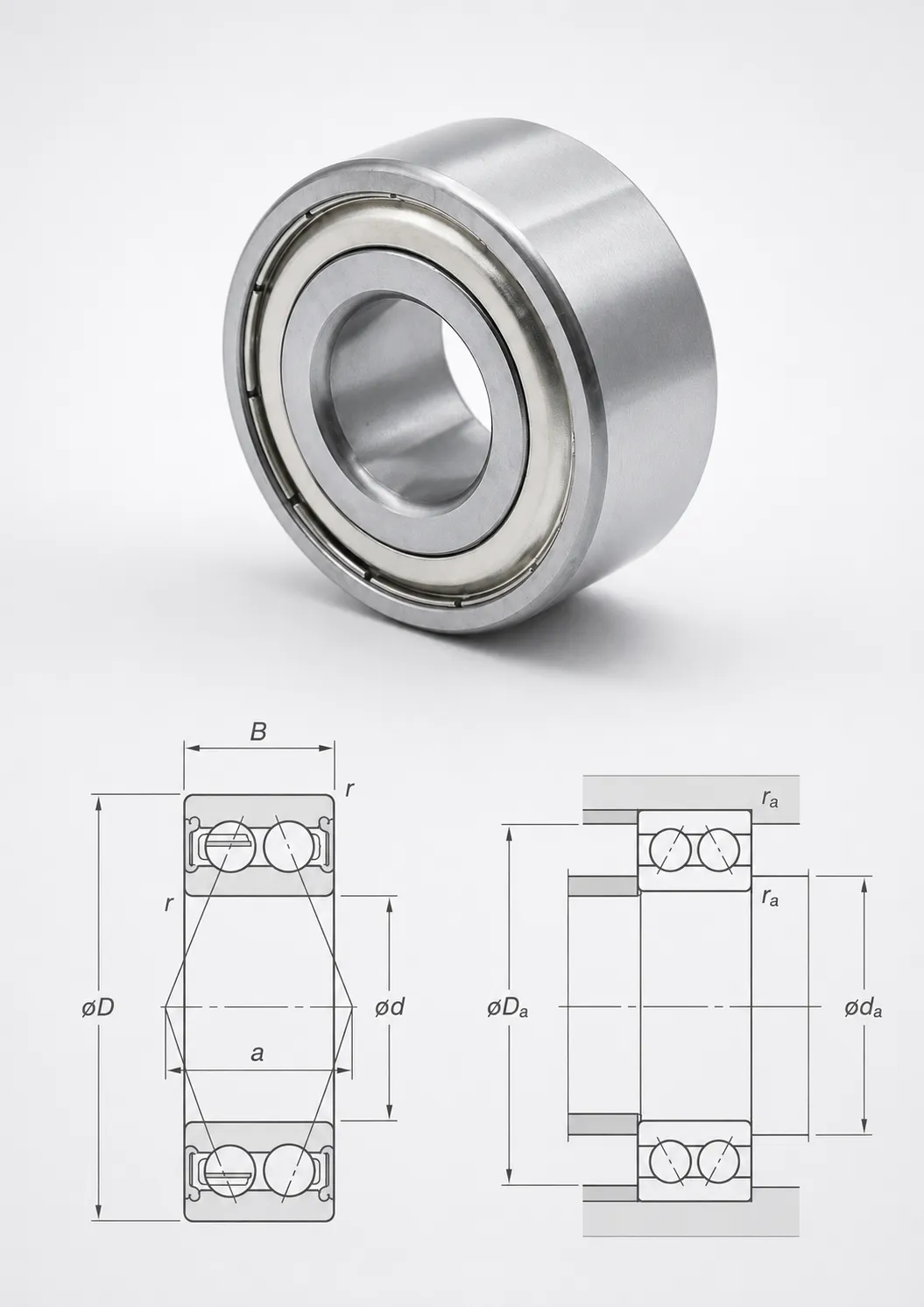 ZZ shielded double row deep groove ball bearing