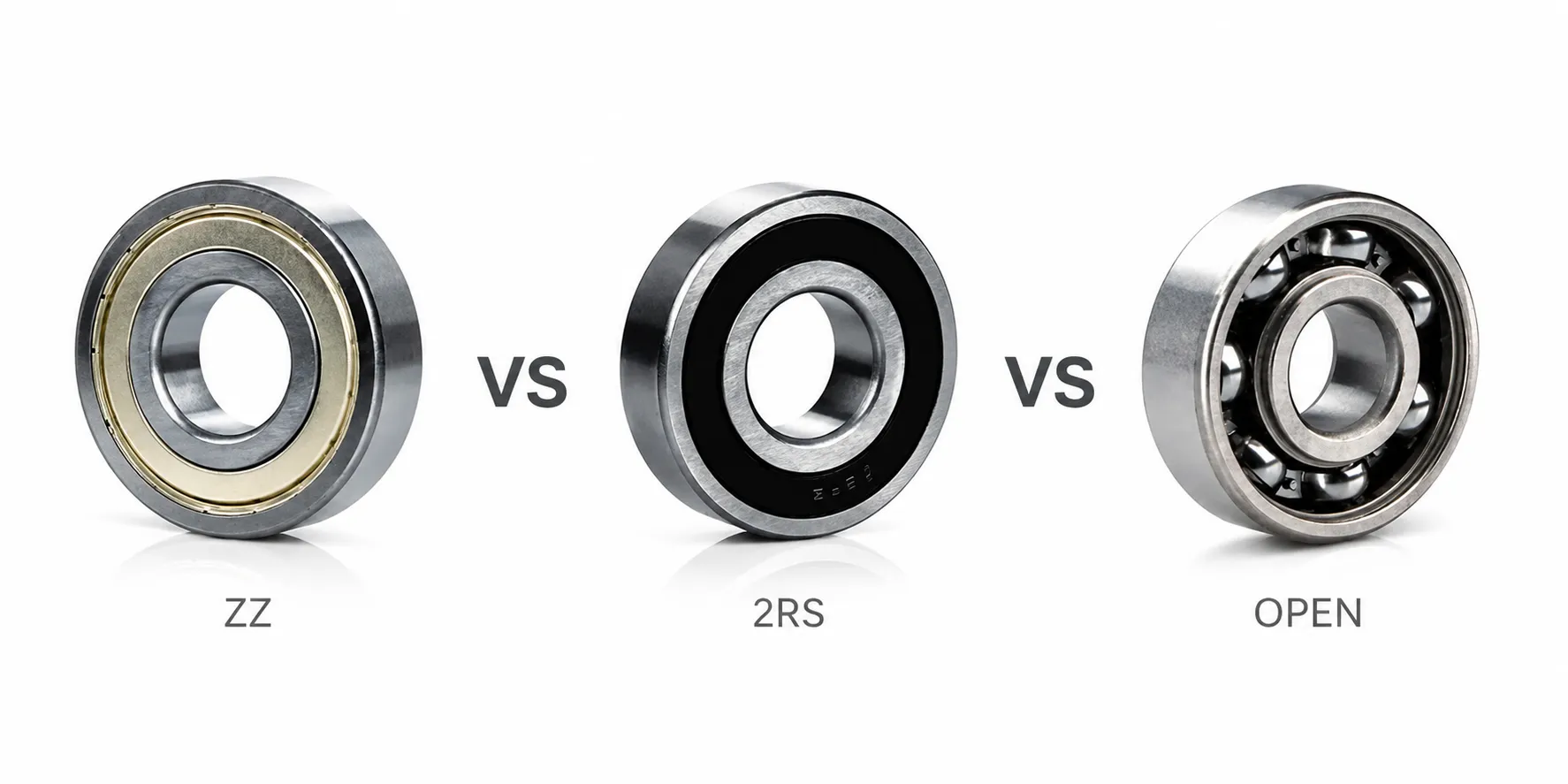 Open vs ZZ vs 2RS deep groove ball bearings comparison